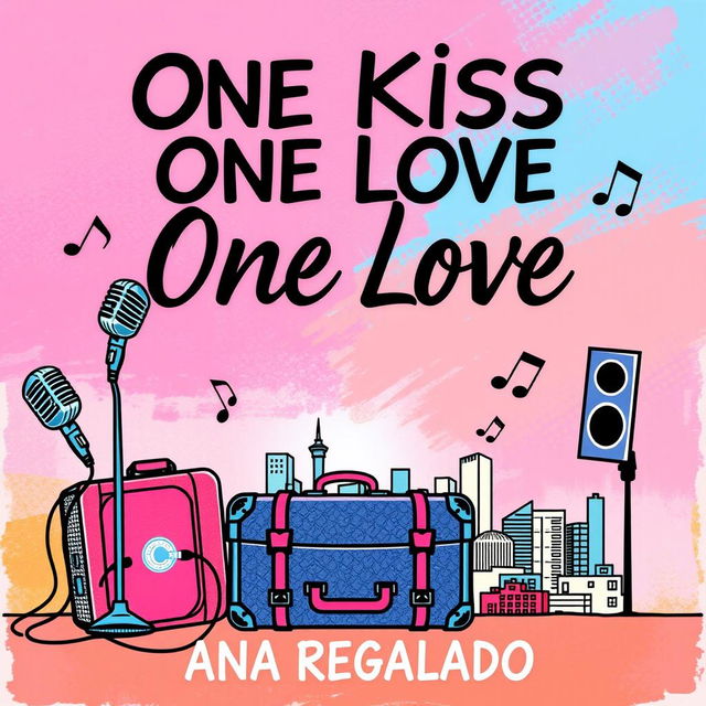 A vibrant image featuring the title 'One Kiss One Love' in large letters at the top