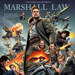 A detailed illustration depicting the complete history of Marshall Law, showing key moments and significant events in his journey