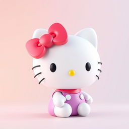 A 3D rendering of Hello Kitty, featuring her iconic bow and outfit