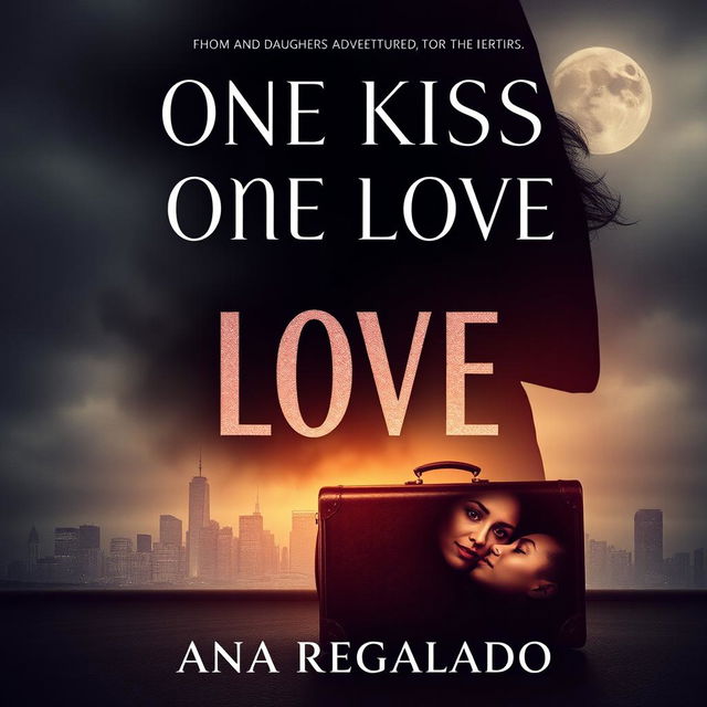 Create a dramatic and emotional image featuring the title 'One Kiss One Love' in large letters at the top and the name 'Ana Regalado' at the bottom