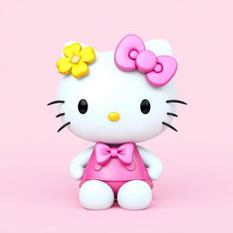 A 3D rendering of Hello Kitty, featuring her iconic bow and outfit