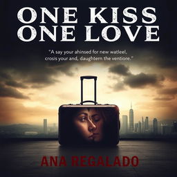 Create a dramatic and emotional image featuring the title 'One Kiss One Love' in large letters at the top and the name 'Ana Regalado' at the bottom