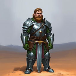 A Pathfinder style artwork featuring a tall, imposing human in his mid-20s with short wavy hair and a scraggly beard