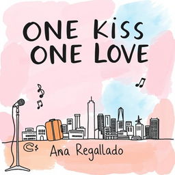 Create a hand-drawn style image featuring the title 'One Kiss One Love' in large letters at the top