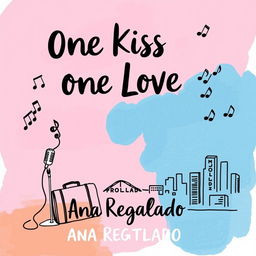 Create a hand-drawn style image featuring the title 'One Kiss One Love' in large letters at the top