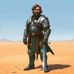 A Pathfinder style artwork featuring a tall, kind-looking human in his mid-20s with short wavy hair and a scraggly beard