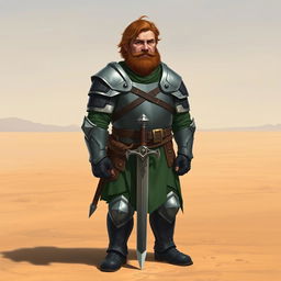 A Pathfinder style artwork featuring a tall, kind-looking human in his mid-20s with short wavy hair and a scraggly beard