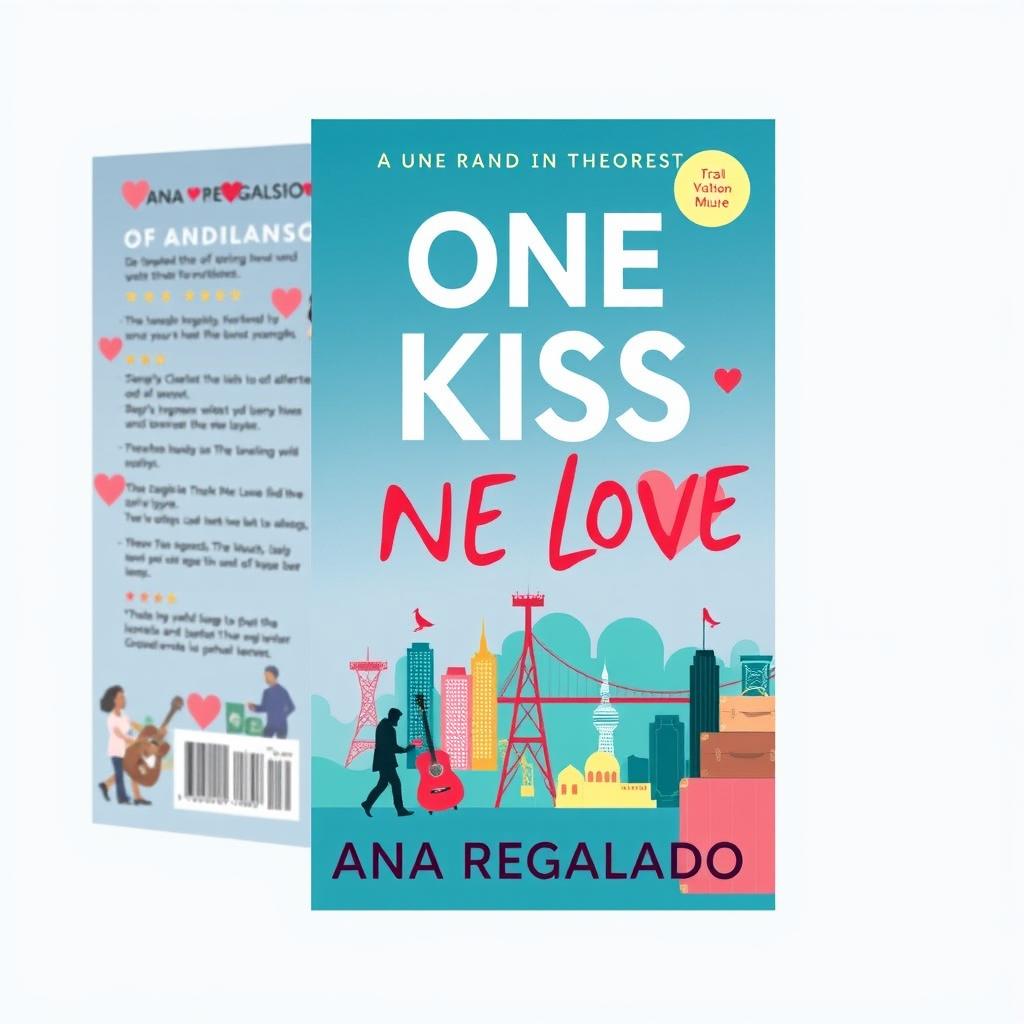 Design a book cover with the main title 'ONE KISS ONE LOVE' and 'ANA REGALADO' at the bottom