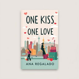 Design a book cover with the main title 'ONE KISS ONE LOVE' and 'ANA REGALADO' at the bottom