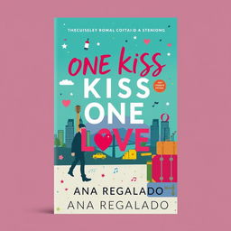 Design a book cover with the main title 'ONE KISS ONE LOVE' and 'ANA REGALADO' at the bottom