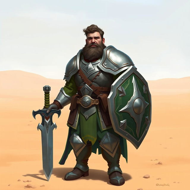 A Pathfinder style artwork featuring a tall, kind-looking human in his mid-20s with short, curly, slightly longer hair and a frazzled beard