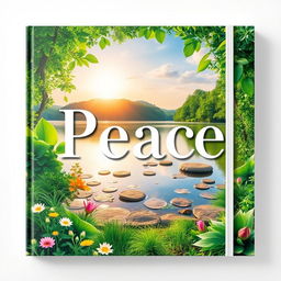 Create a vibrant and inviting cover that showcases an aesthetically pleasing balance of nature and peace