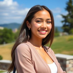 A beautiful young woman posing confidently