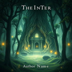 Create a captivating book cover featuring a mystical forest with a hidden ancient temple