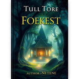 Create a captivating book cover featuring a mystical forest with a hidden ancient temple