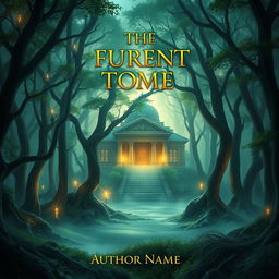 Create a captivating book cover featuring a mystical forest with a hidden ancient temple