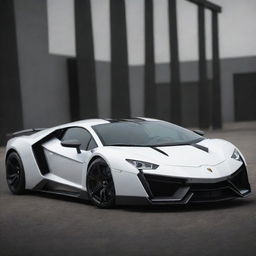 A futuristic supercar that combines the aggressive design and raw power of a Lamborghini with the exotic, hyperfast aesthetics of a Lykan Hypersport.