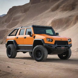 A unique fusion of the aggressive, sporty style of a Lamborghini with the hefty, rugged durability of a Hummer.