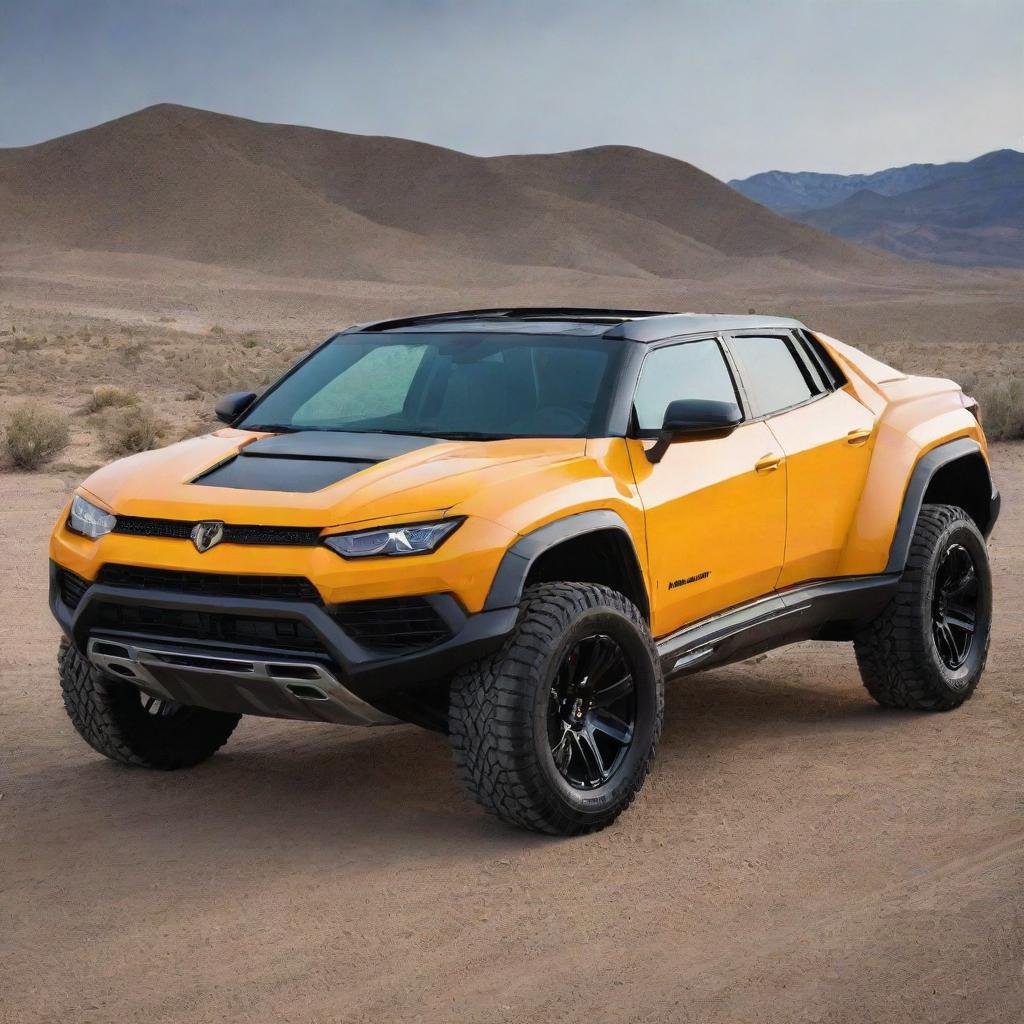 A unique fusion of the aggressive, sporty style of a Lamborghini with the hefty, rugged durability of a Hummer.