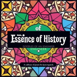 Create a cover for a coloring book titled 'Essence of History: Doodles of an Engineer