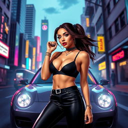 Create an image of the popular influencer Chloe Amour in the style of Grand Theft Auto