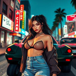 Create an image of the popular influencer Chloe Amour in the style of Grand Theft Auto