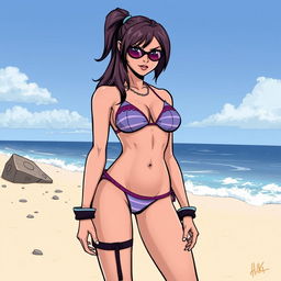 A depiction of Hit Girl, the character from the Kick-Ass series, wearing a bikini