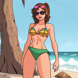 A depiction of Hit Girl, the character from the Kick-Ass series, wearing a bikini