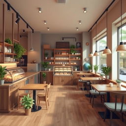 Design an aesthetic café with cozy and inviting interiors