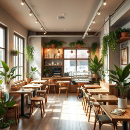 Design an aesthetic café with cozy and inviting interiors