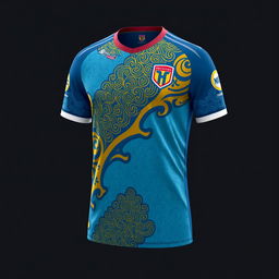 A detailed and stylish design for a futsal jersey incorporating traditional Malay Deli songket patterns