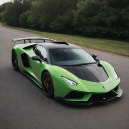 A high-performance vehicle that merges Lamborghini's aggressive design with the lightweight, nimble aesthetics of a Lotus sports car.