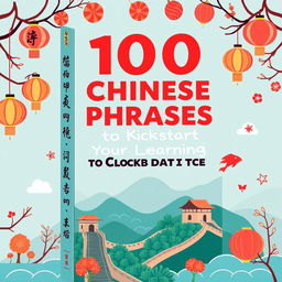 Create a visually appealing image for a book cover titled '100 Chinese Phrases to Kickstart Your Learning'