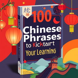 Create a visually appealing image for a book cover titled '100 Chinese Phrases to Kickstart Your Learning'