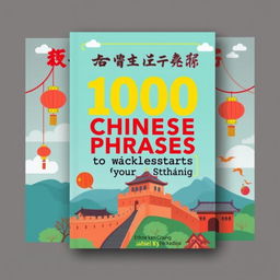 Create a visually appealing image for a book cover titled '100 Chinese Phrases to Kickstart Your Learning'