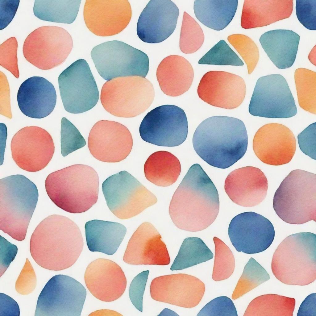 An abstract pattern formed by various shapes, painted in a watercolor style