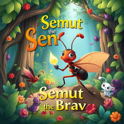 Create a whimsical and enchanting book cover for a fairy tale titled 'Semut the Brave'