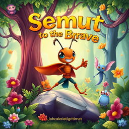 Create a whimsical and enchanting book cover for a fairy tale titled 'Semut the Brave'