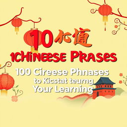 Create a vibrant and eye-catching YouTube thumbnail for a video titled '100 Chinese Phrases to Kickstart Your Learning'