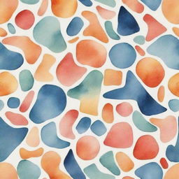 An abstract pattern formed by various shapes, painted in a watercolor style