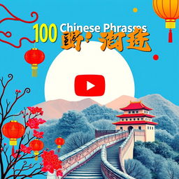 Create a vibrant and eye-catching YouTube thumbnail for a video titled '100 Chinese Phrases to Kickstart Your Learning'