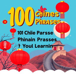 Create a vibrant and eye-catching YouTube thumbnail for a video titled '100 Chinese Phrases to Kickstart Your Learning'