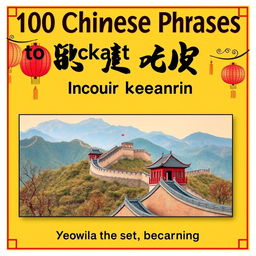 Create a vibrant and eye-catching YouTube thumbnail for a video titled '100 Chinese Phrases to Kickstart Your Learning'