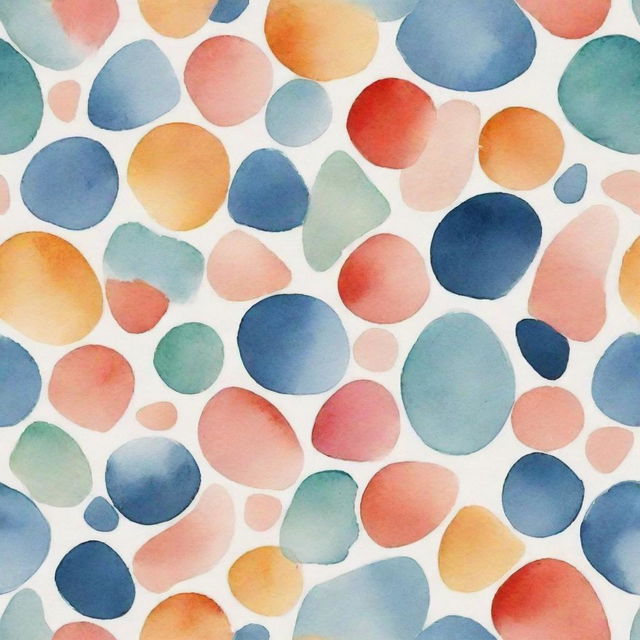 An abstract pattern formed by various shapes, painted in a watercolor style