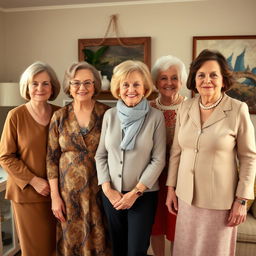 A group of mature women in their 50s and 60s, showcasing diverse styles and personalities