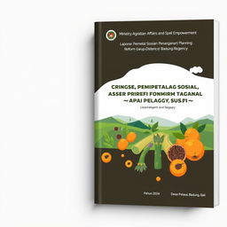 Create a book cover design for a report on community land empowerment by the Ministry of Agrarian Affairs and Spatial Planning of the National Land Agency, located in Pelaga Village, Petang District, Badung Regency