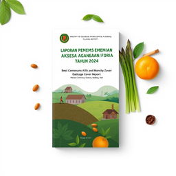 Create a book cover design for a report on community land empowerment by the Ministry of Agrarian Affairs and Spatial Planning