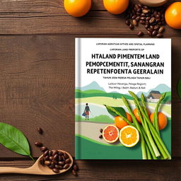 Create a book cover design for a report on community land empowerment by the Ministry of Agrarian Affairs and Spatial Planning