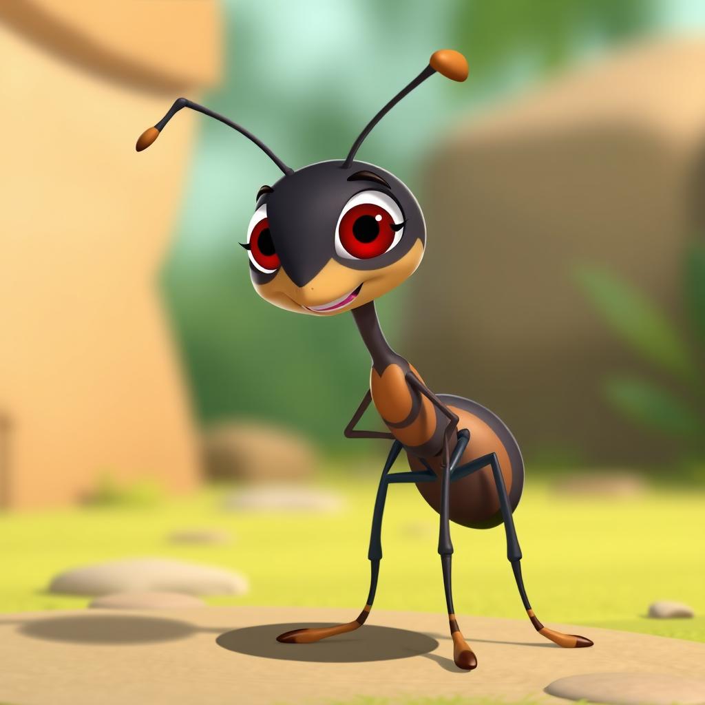 Create a cool cartoon version of an ant named Semut