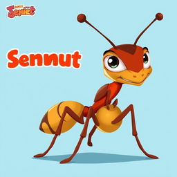 Create a cool cartoon version of an ant named Semut